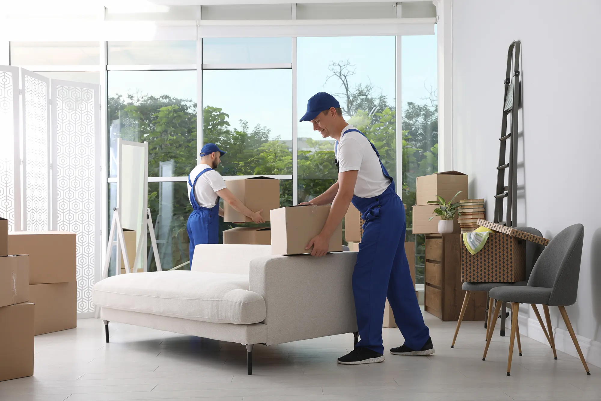 Removals-serice-workers-setting-up-home