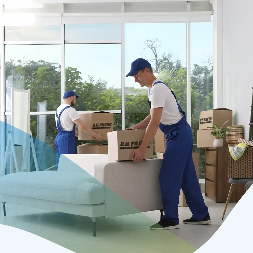 Removals-serice-workers-setting-up-home-wave-down-logo